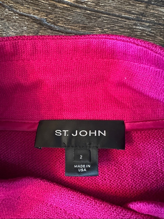 St. John Santana Knit Blazer and Shell Set Fuchsia Size 2 EUC - Picture 3 of 10